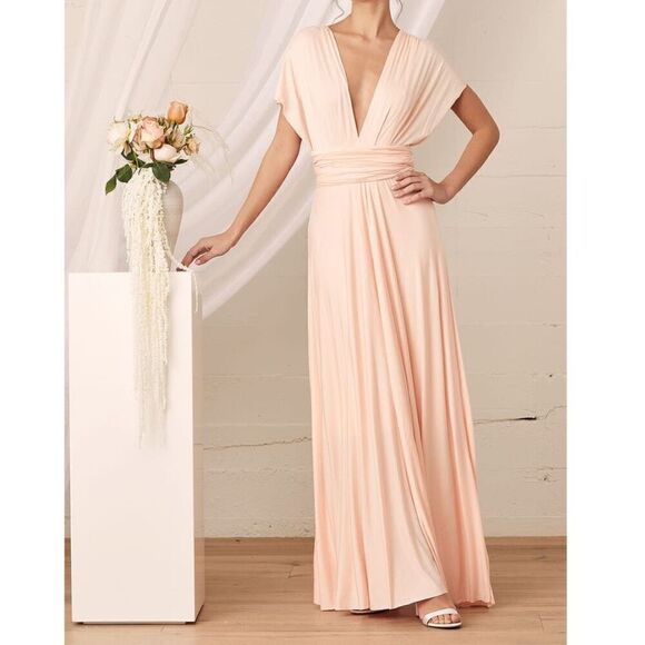 Lulus NWOT Blush Pink Jersey Infinity Long Dress - Women’s XL - Picture 1 of 5